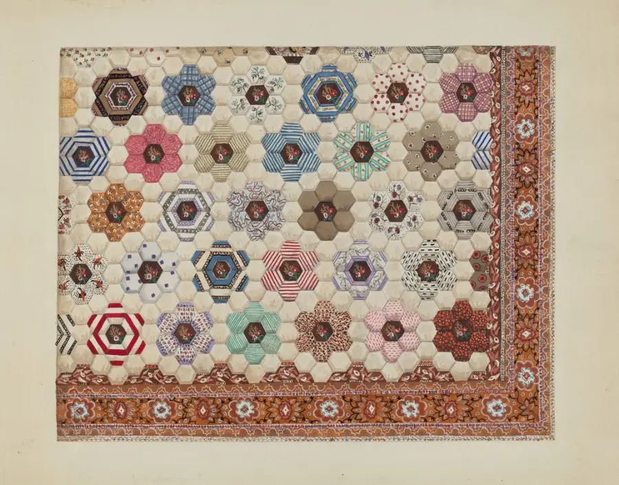 Kantha Bedspread, Medallion